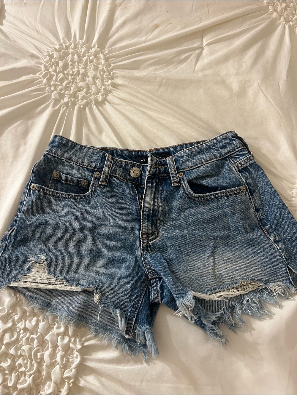 Aeropostale Distressed Denim Jean Shorts in Blue